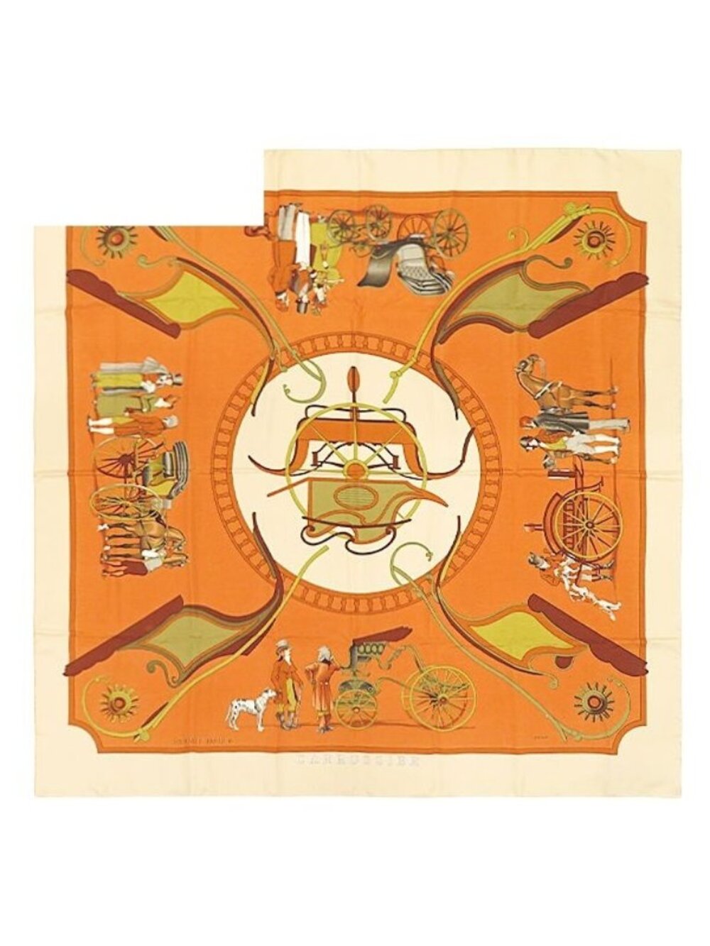 Hermes Scarf Carre 90 Silk Orange les Voitures a Transformation Foldable
